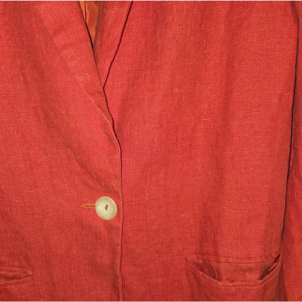 Vintage Orange Linen Harve Bernard Blazer Jacket - Picture 6 of 9
